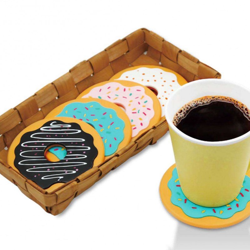 4Pcs Thermal Insulation Round Donut Coasters Drink Bottle Beverage Cup Mats