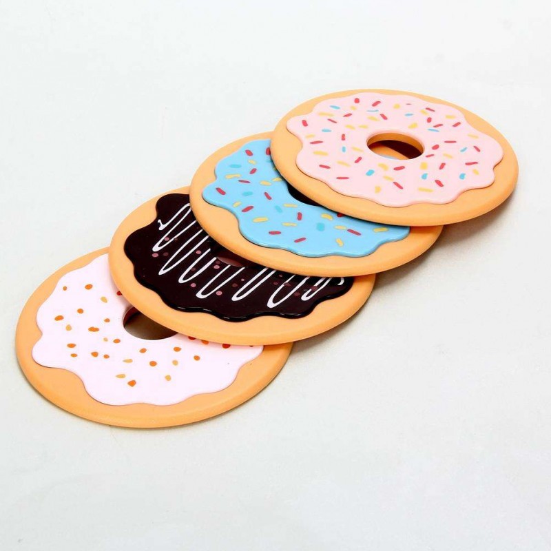 4Pcs Thermal Insulation Round Donut Coasters Drink Bottle Beverage Cup Mats