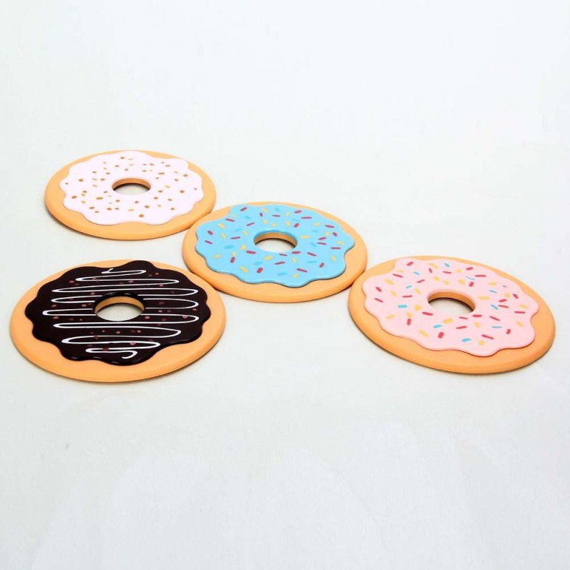 4Pcs Thermal Insulation Round Donut Coasters Drink Bottle Beverage Cup Mats