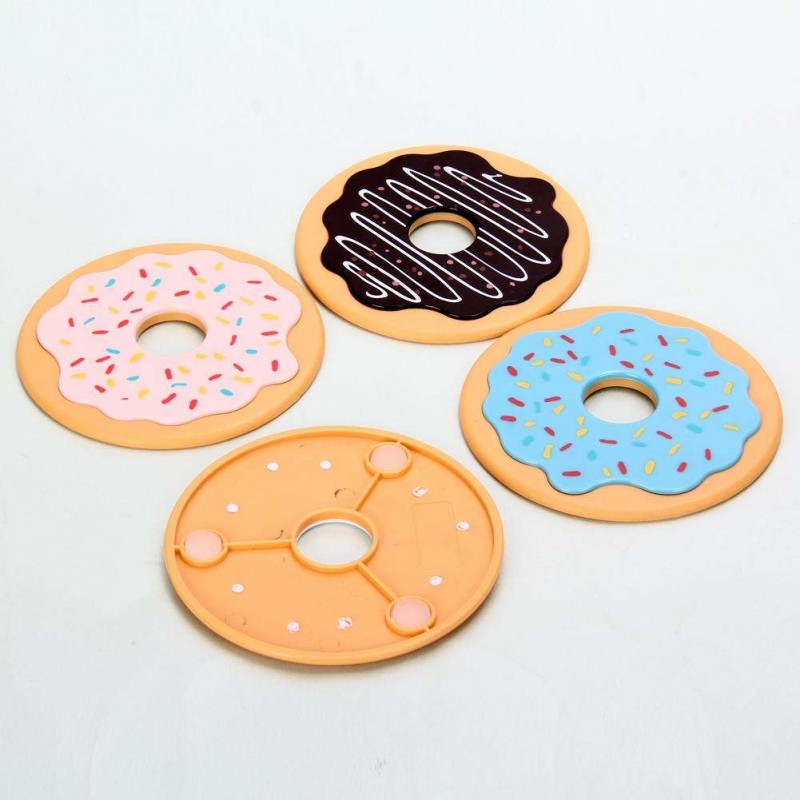 4Pcs Thermal Insulation Round Donut Coasters Drink Bottle Beverage Cup Mats