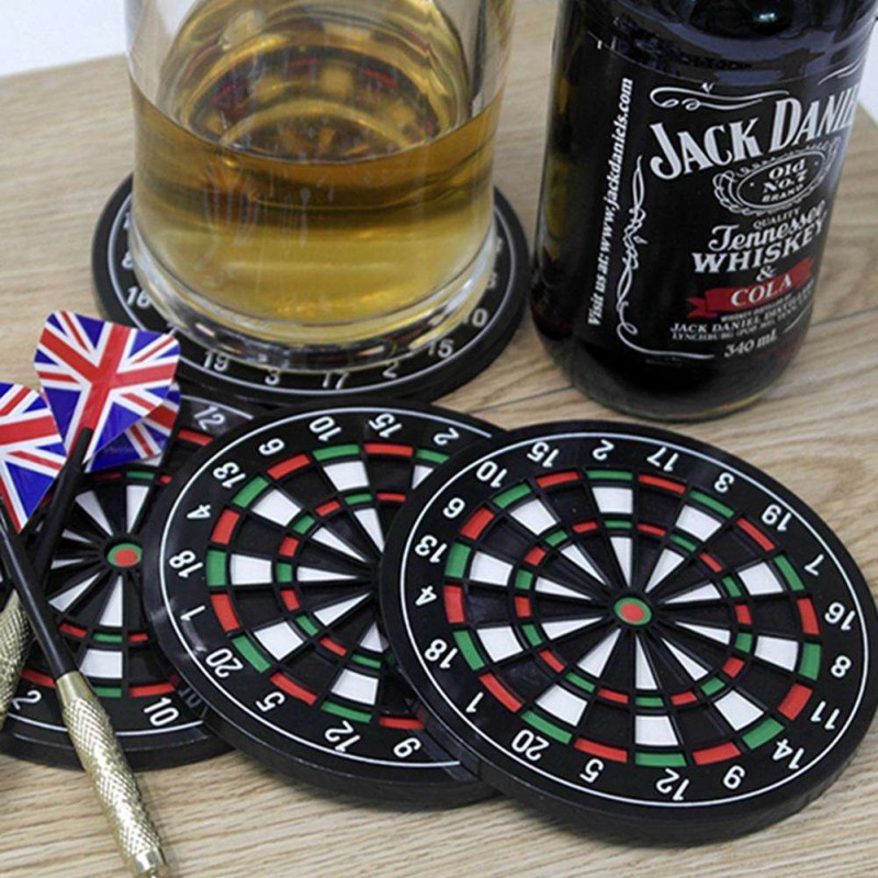 4pcs/set Kitchen Utensils Dart board Styled Coaster Mini Dart Board Cup Coa