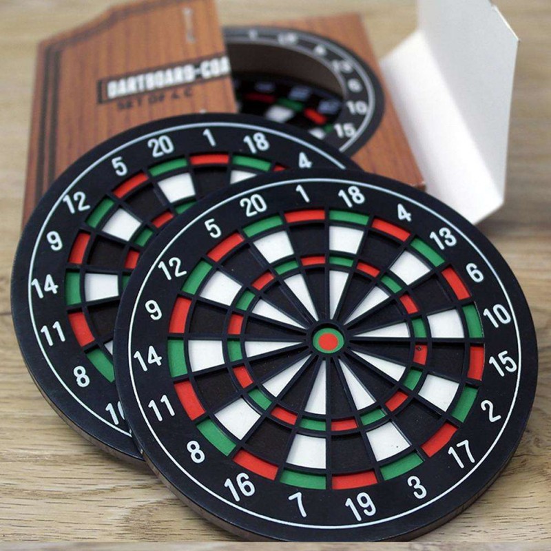 4pcs/set Kitchen Utensils Dart board Styled Coaster Mini Dart Board Cup Coa