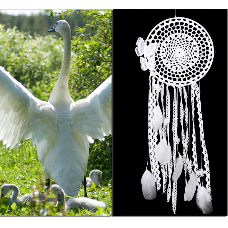 White Butterfly Dream Catcher Feather Bead Hanging Decor Ornament