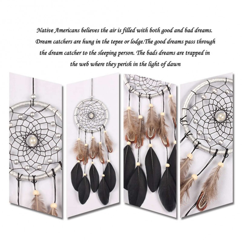 Black Feather Dream Catcher Feather Bead Hanging Decor Ornament