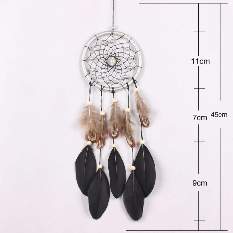 Black Feather Dream Catcher Feather Bead Hanging Decor Ornament