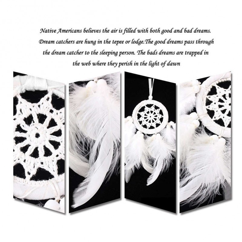 White Feather Dream Catcher Feather Bead Hanging Decor Ornament