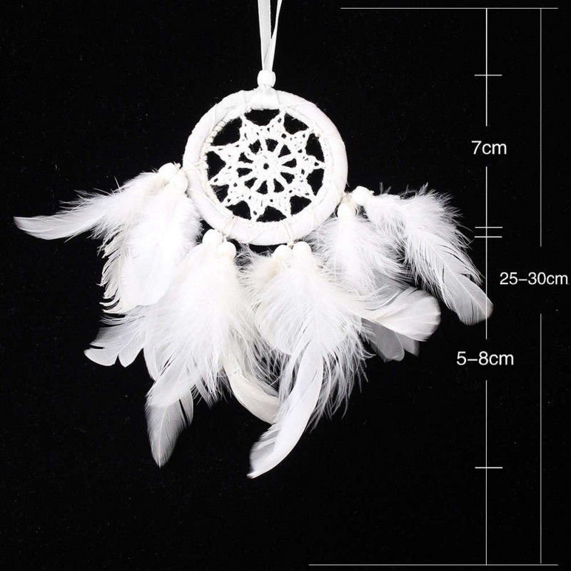 White Feather Dream Catcher Feather Bead Hanging Decor Ornament