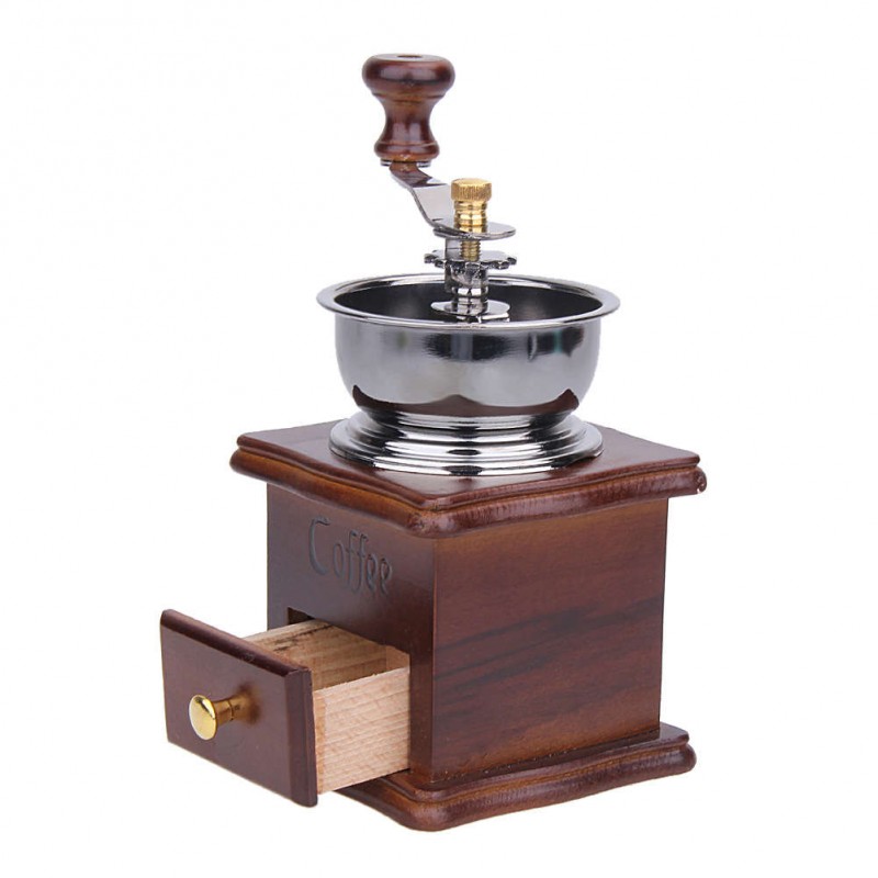 Manual Coffee Bean Grinder Retro Wood Design Mill Maker Grinders