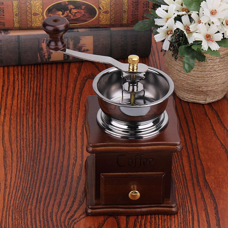 Manual Coffee Bean Grinder Retro Wood Design Mill Maker Grinders