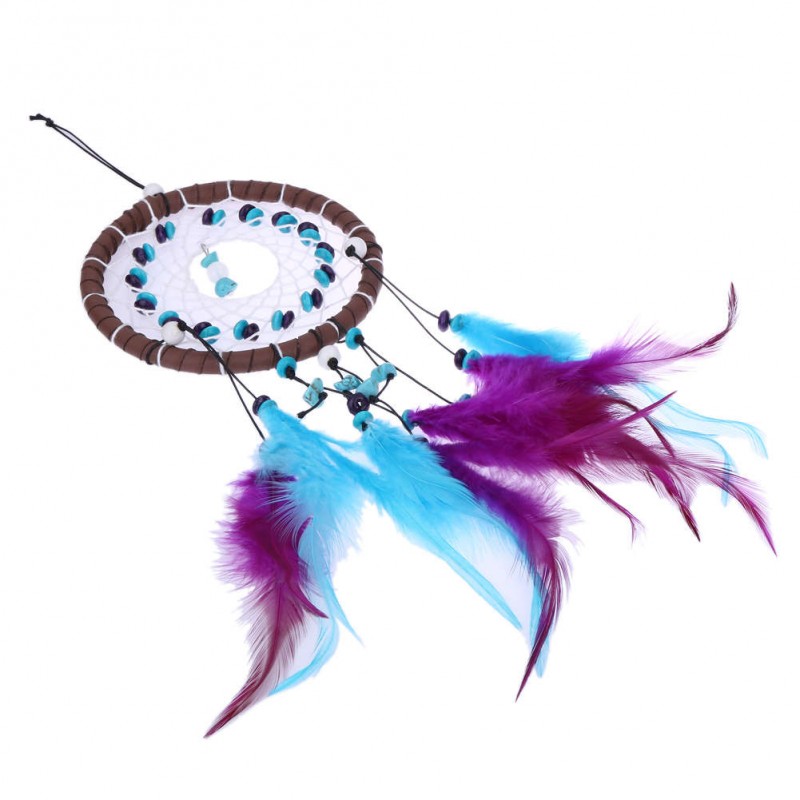 Dreamcatcher with Grean Beads Feathers Car wall Hanging Ornament Crafts