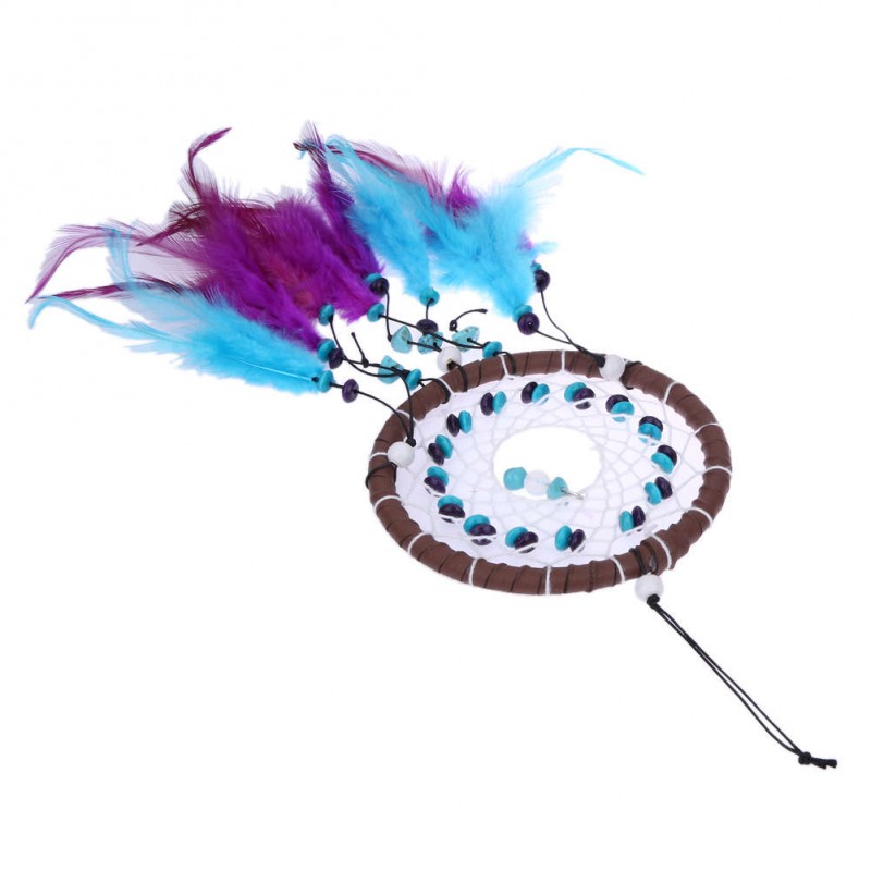 Dreamcatcher with Grean Beads Feathers Car wall Hanging Ornament Crafts