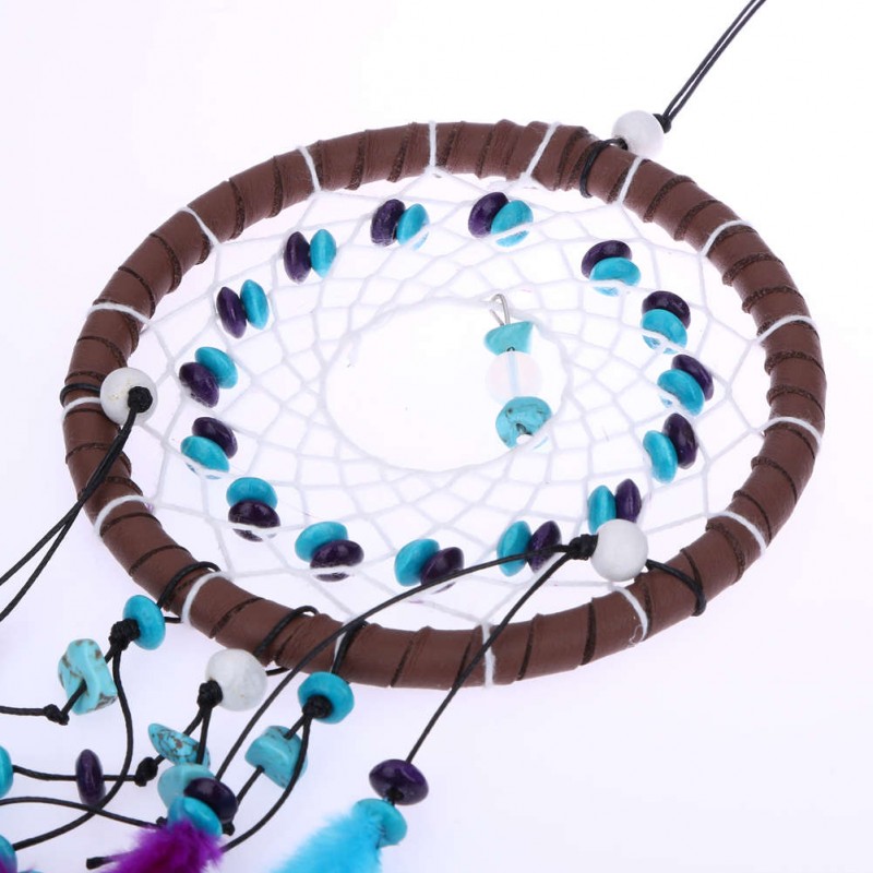 Dreamcatcher with Grean Beads Feathers Car wall Hanging Ornament Crafts