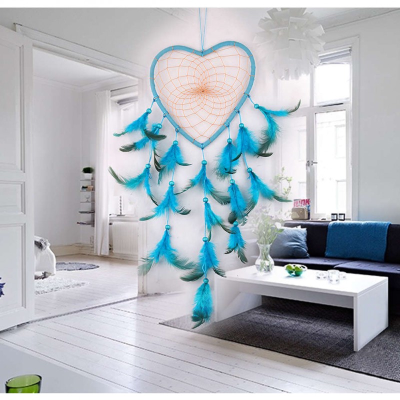 Blue Feathers Dream Catcher Wall Hanging Home Car Decor Craft