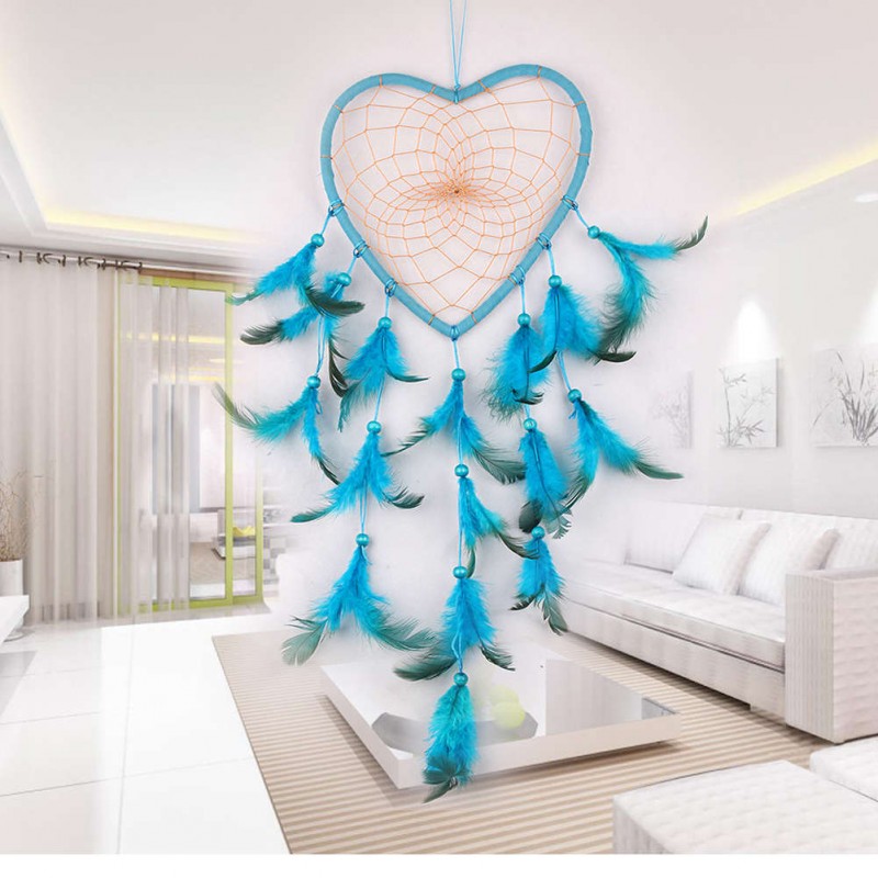 Blue Feathers Dream Catcher Wall Hanging Home Car Decor Craft