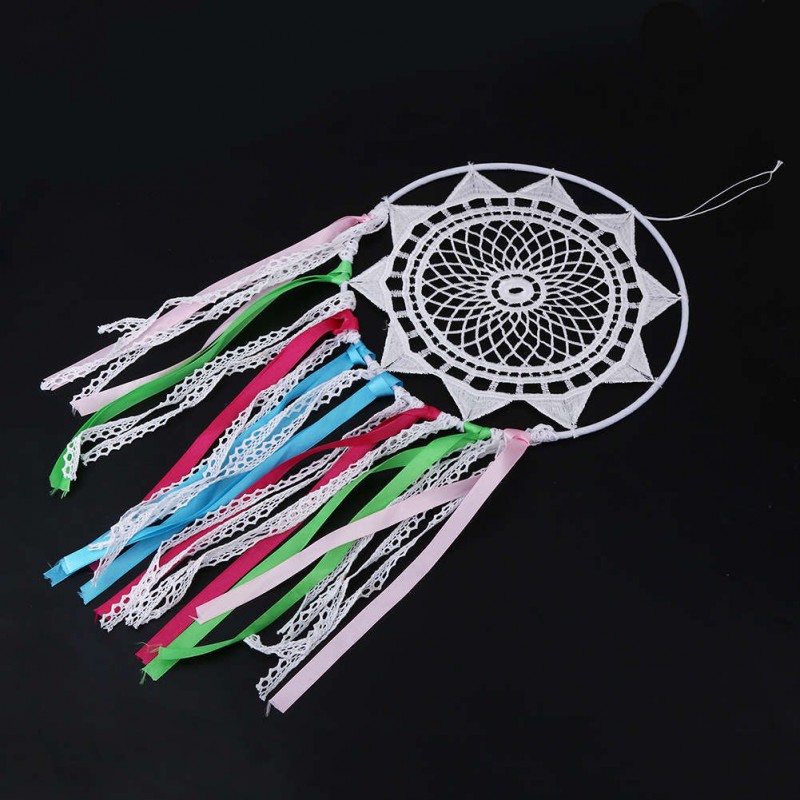 White Lace Flower Dream Catcher Wall Hanging Home Car Decor Craft