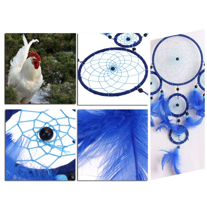 Five-rings Deep Blue Dream Catcher Wall Hanging Home Car Decor Craft