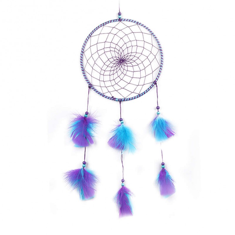 Blue+ Purple Feathers Dream Catcher Wall Hanging Home Car Decor Craft
