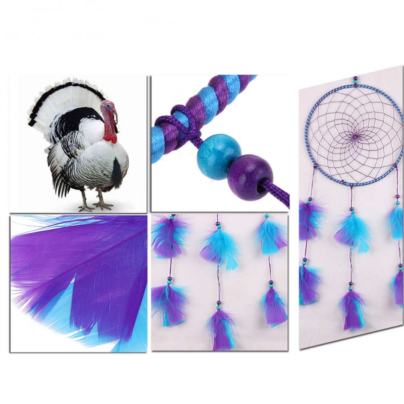 Blue+ Purple Feathers Dream Catcher Wall Hanging Home Car Decor Craft