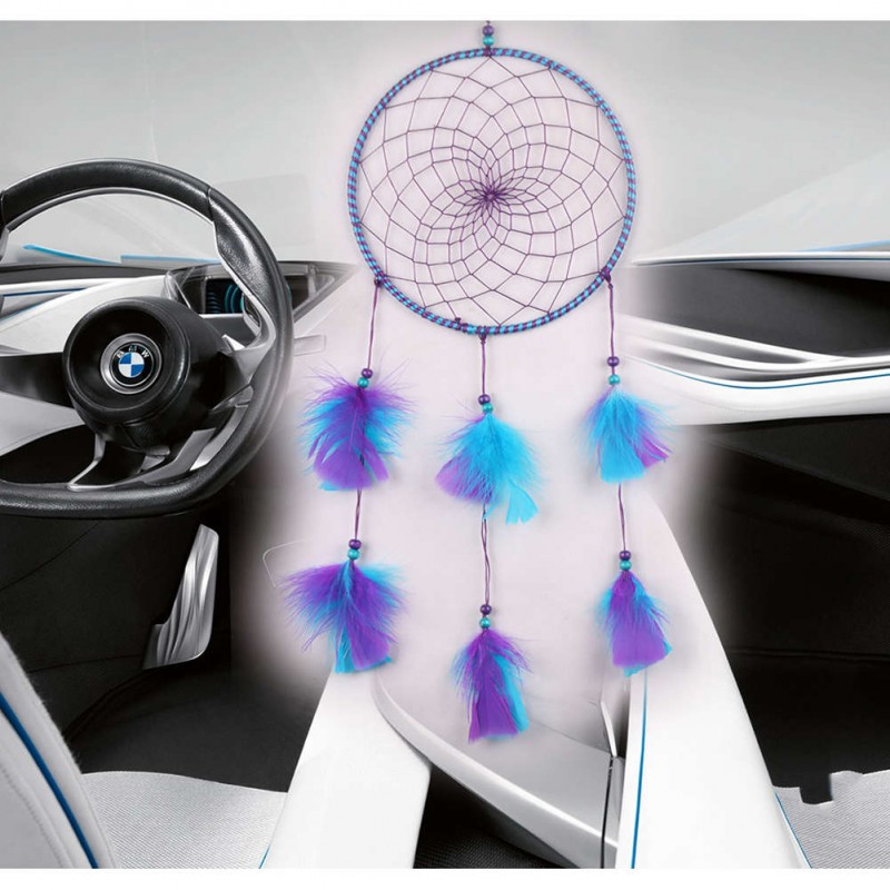 Blue+ Purple Feathers Dream Catcher Wall Hanging Home Car Decor Craft