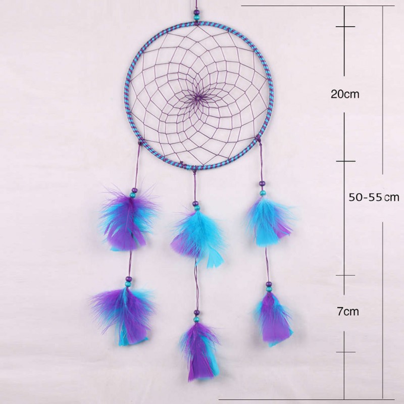 Blue+ Purple Feathers Dream Catcher Wall Hanging Home Car Decor Craft