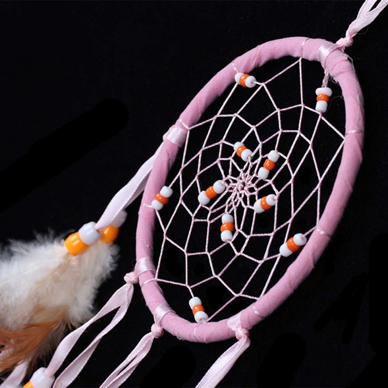 Pink Dream Catcher Feathers  Wall Hanging Home Car Decor Ornament Craft