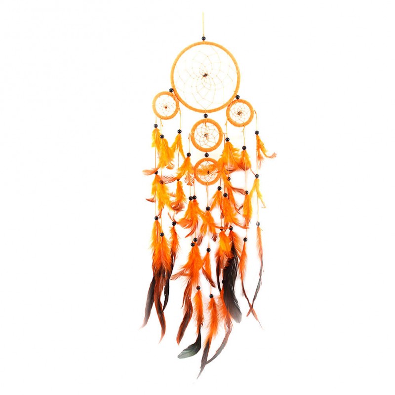 Five-rings Orange Dream Catcher Wall Hanging Home Car Decor Craft