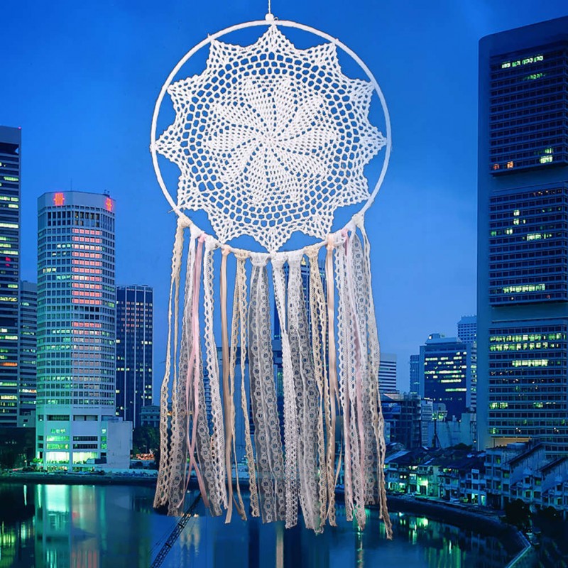 Lace Tassels Dream Catcher Single Ring Wall Hanging Home Car Decor Craft