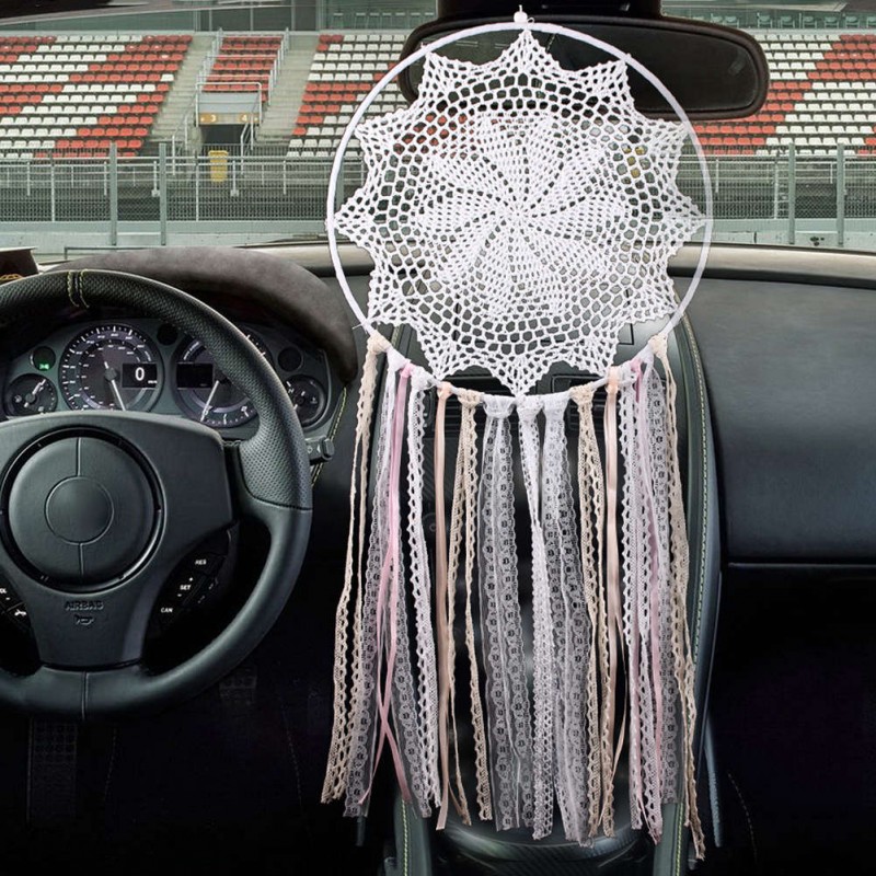 Lace Tassels Dream Catcher Single Ring Wall Hanging Home Car Decor Craft