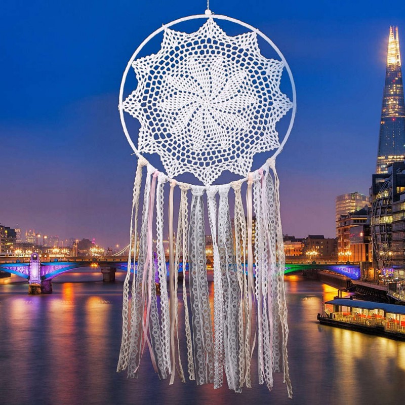 Lace Tassels Dream Catcher Single Ring Wall Hanging Home Car Decor Craft