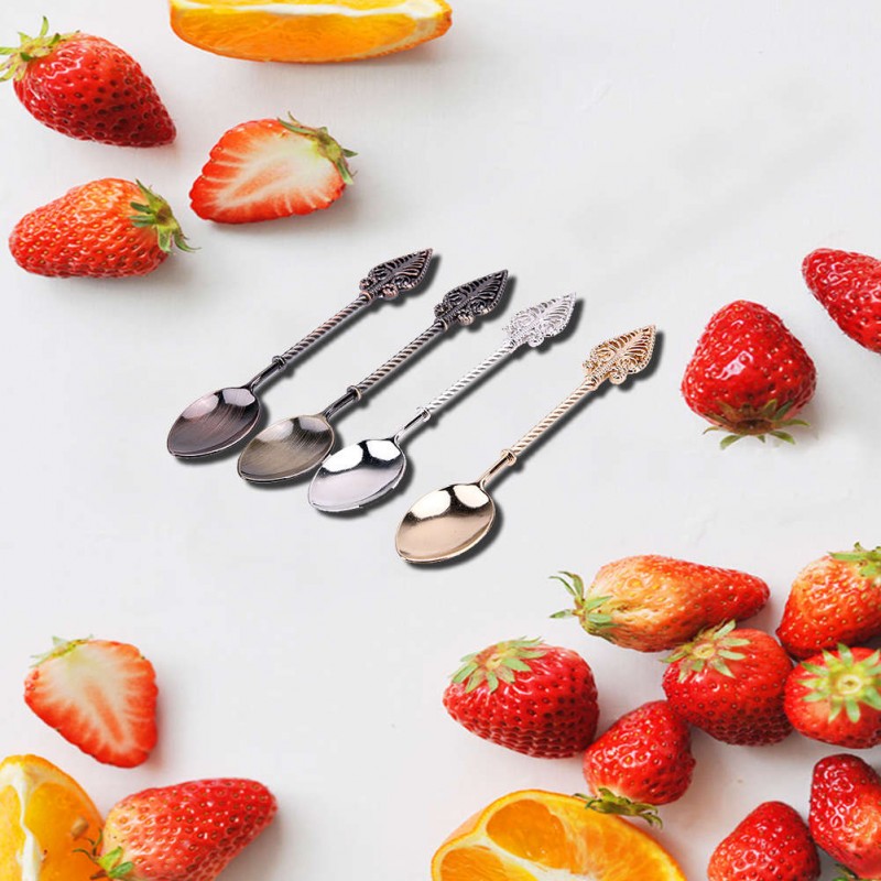 4pcs Vintage Royal Style Zinc Alloy Tea Coffee Ice Cream Dessert Spoon