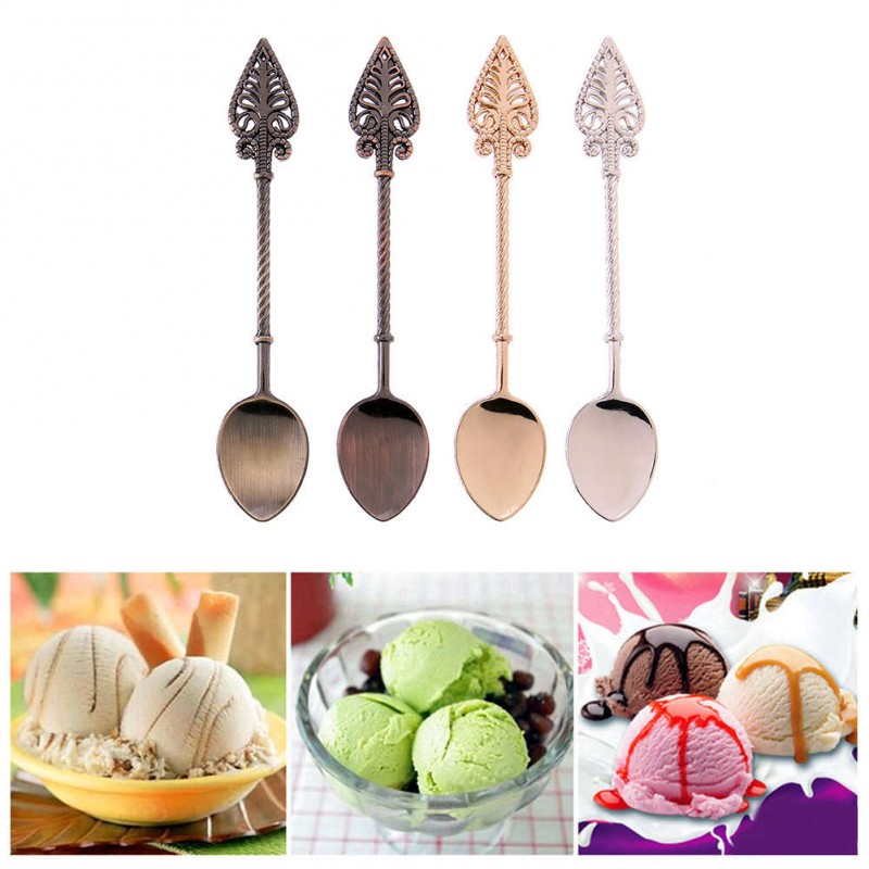 4pcs Vintage Royal Style Zinc Alloy Tea Coffee Ice Cream Dessert Spoon