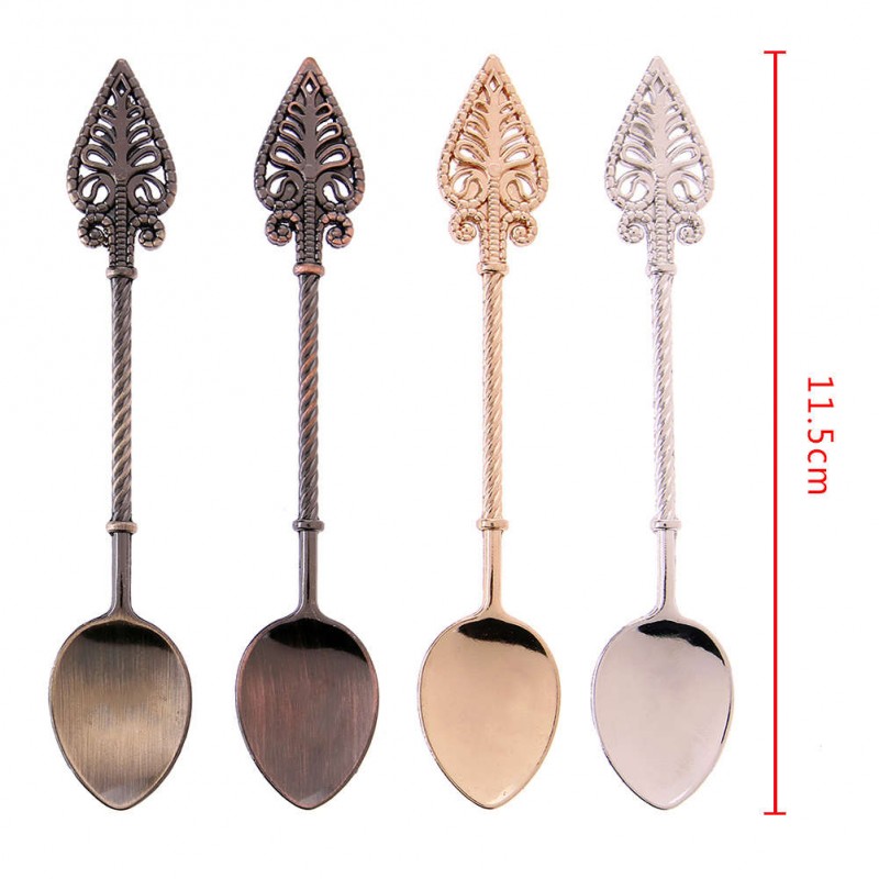 4pcs Vintage Royal Style Zinc Alloy Tea Coffee Ice Cream Dessert Spoon