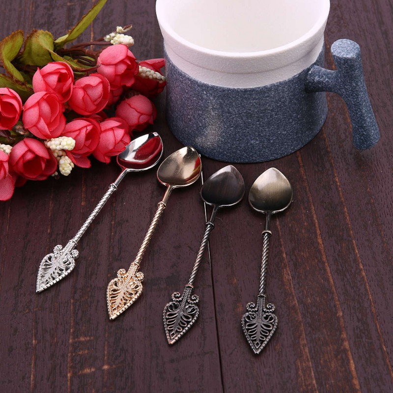 4pcs Vintage Royal Style Zinc Alloy Tea Coffee Ice Cream Dessert Spoon