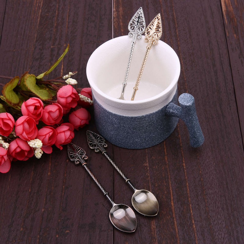 4pcs Vintage Royal Style Zinc Alloy Tea Coffee Ice Cream Dessert Spoon