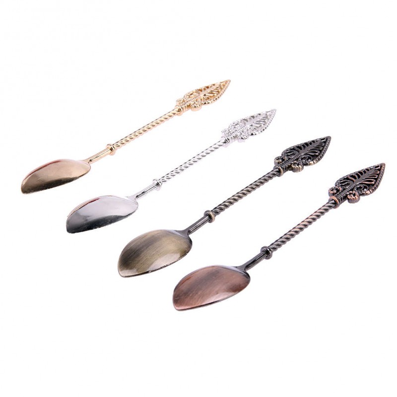 4pcs Vintage Royal Style Zinc Alloy Tea Coffee Ice Cream Dessert Spoon