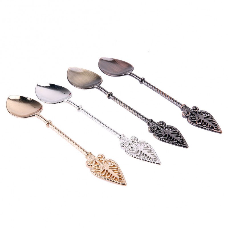 4pcs Vintage Royal Style Zinc Alloy Tea Coffee Ice Cream Dessert Spoon