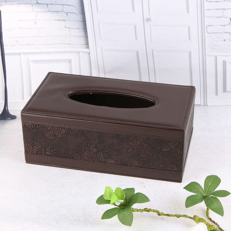 Car Home Rectangle PU Leather Vintage Tissue Box Cover Napkin Paper Holder