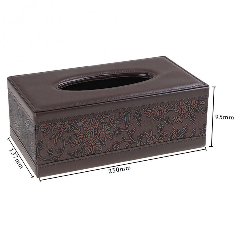 Car Home Rectangle PU Leather Vintage Tissue Box Cover Napkin Paper Holder