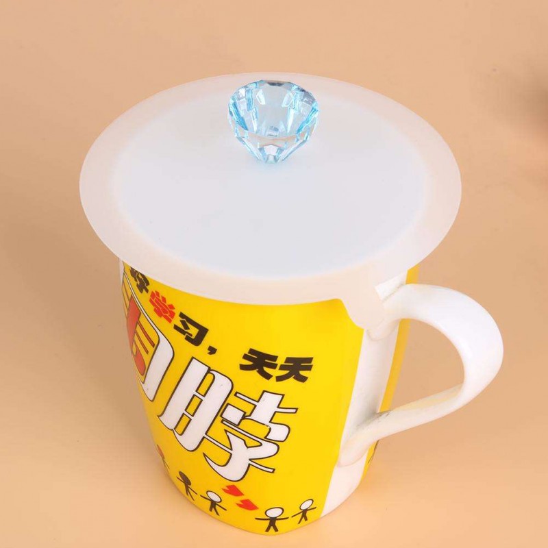 1pc Silicone Acrylic Diamond Cup Lid Thermal Insulation Cup Cover(Blue)