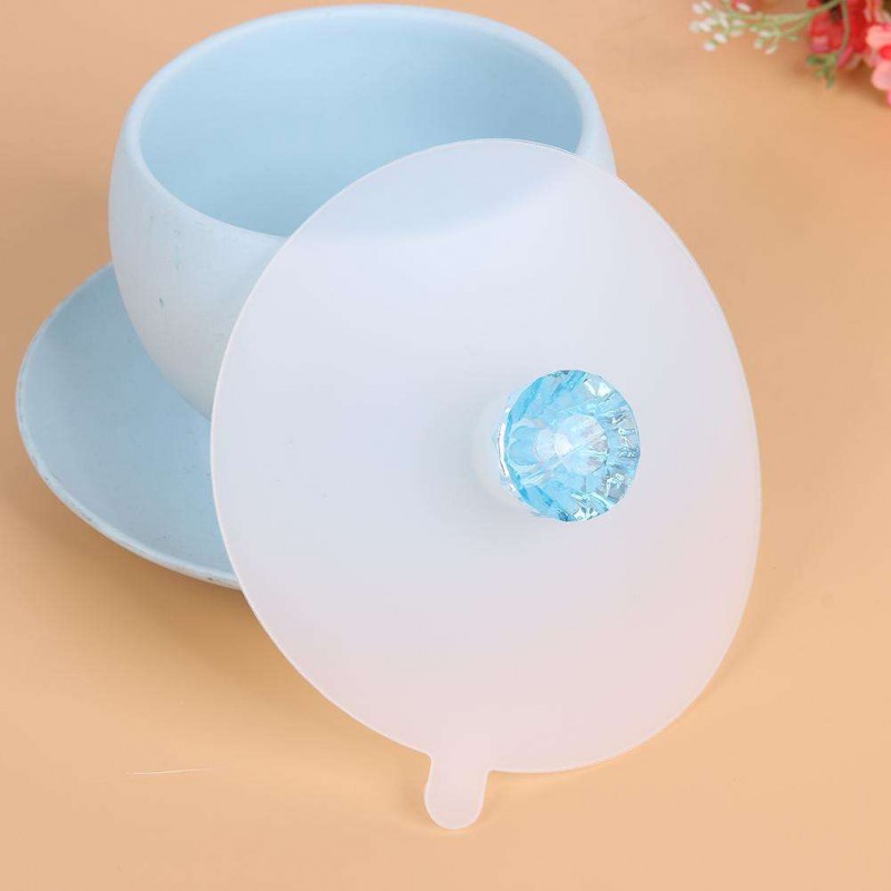 1pc Silicone Acrylic Diamond Cup Lid Thermal Insulation Cup Cover(Blue)