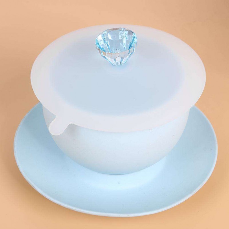 1pc Silicone Acrylic Diamond Cup Lid Thermal Insulation Cup Cover(Blue)