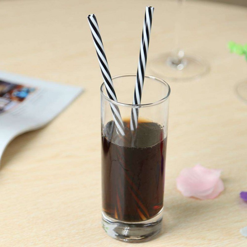 25pcs Reusable Plastic Thick Straws Drinking Tube Party Supplies with Brush