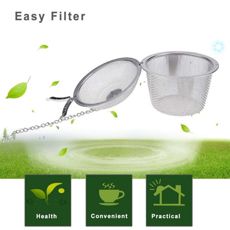 Bucket Mesh Tea Ball Stew Soup Spice Infuser Filter(8.5cm)