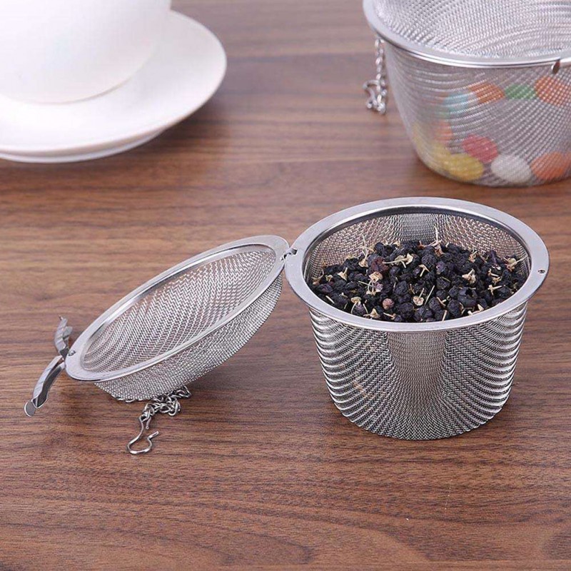 Bucket Mesh Tea Ball Stew Soup Spice Infuser Filter(8.5cm)