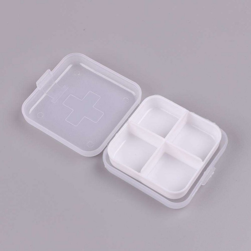 Portable 4 Grids Pill Box Drug Tablet Medicine Holder Splitter Case