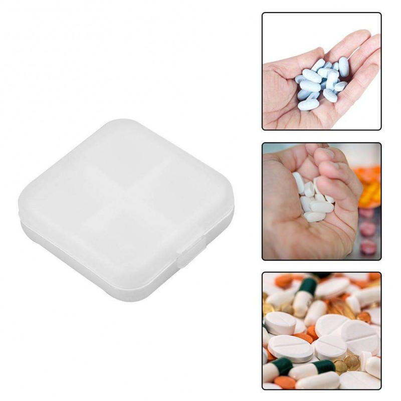 Portable 4 Grids Pill Box Drug Tablet Medicine Holder Splitter Case