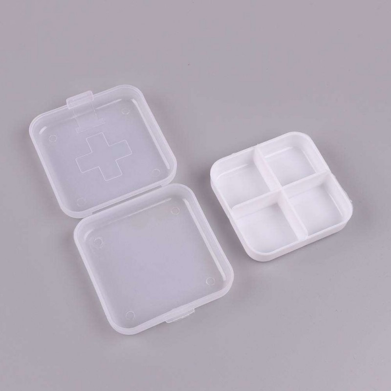 Portable 4 Grids Pill Box Drug Tablet Medicine Holder Splitter Case