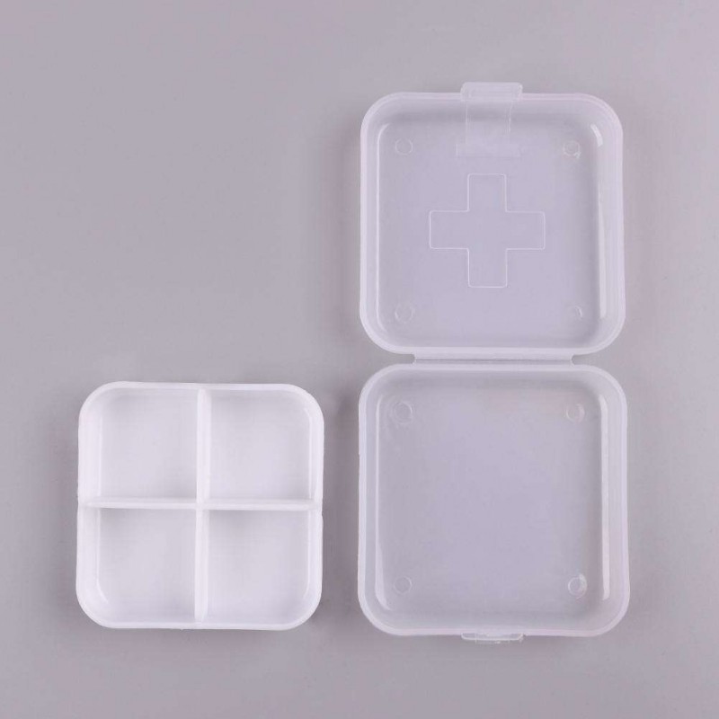 Portable 4 Grids Pill Box Drug Tablet Medicine Holder Splitter Case