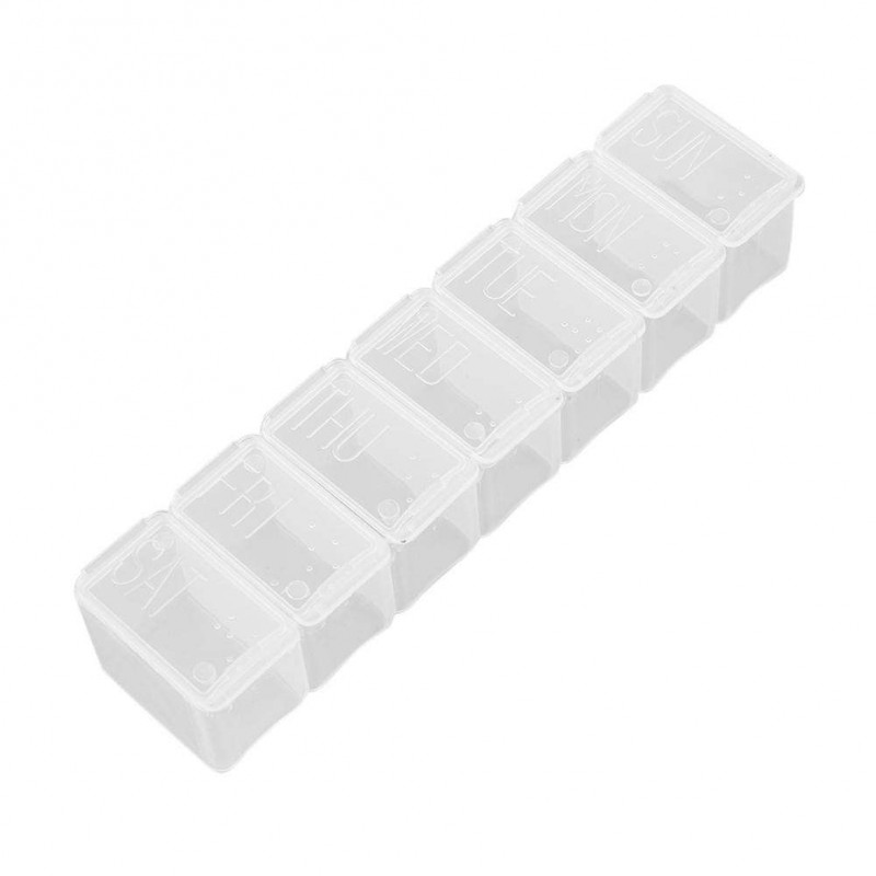 Portable 7 Day Weekly Clear Tablet Pill Box Medicine Holder Splitters