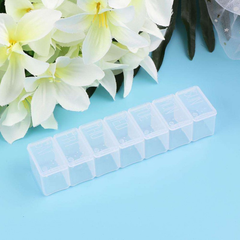 Portable 7 Day Weekly Clear Tablet Pill Box Medicine Holder Splitters